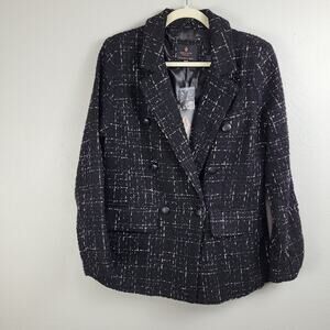 Jade & Ivory By 26 International Womens Black Double Breasted Blazer Size Medium
